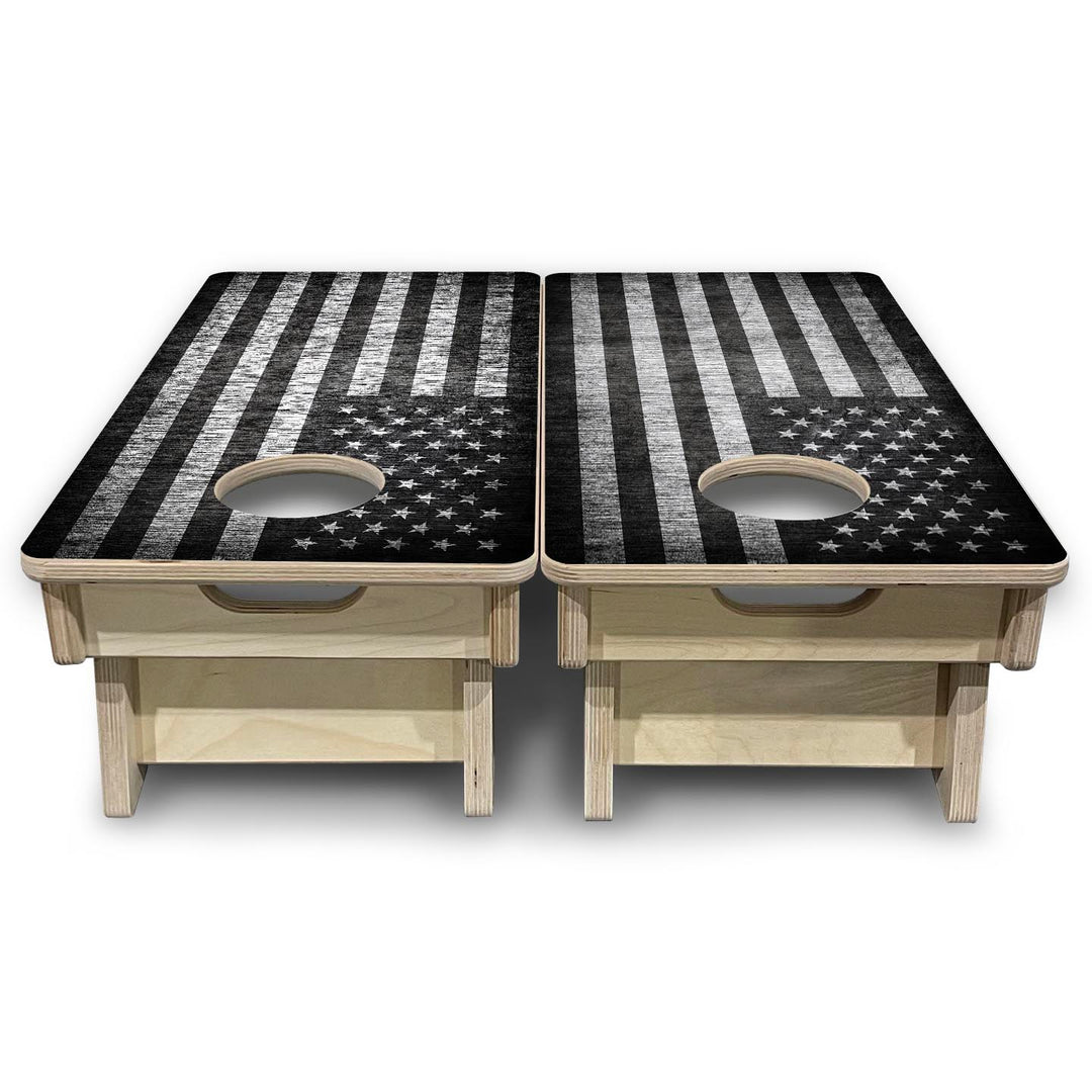Grey Scale Flag - Mini or Vacation Size Cornhole Boards