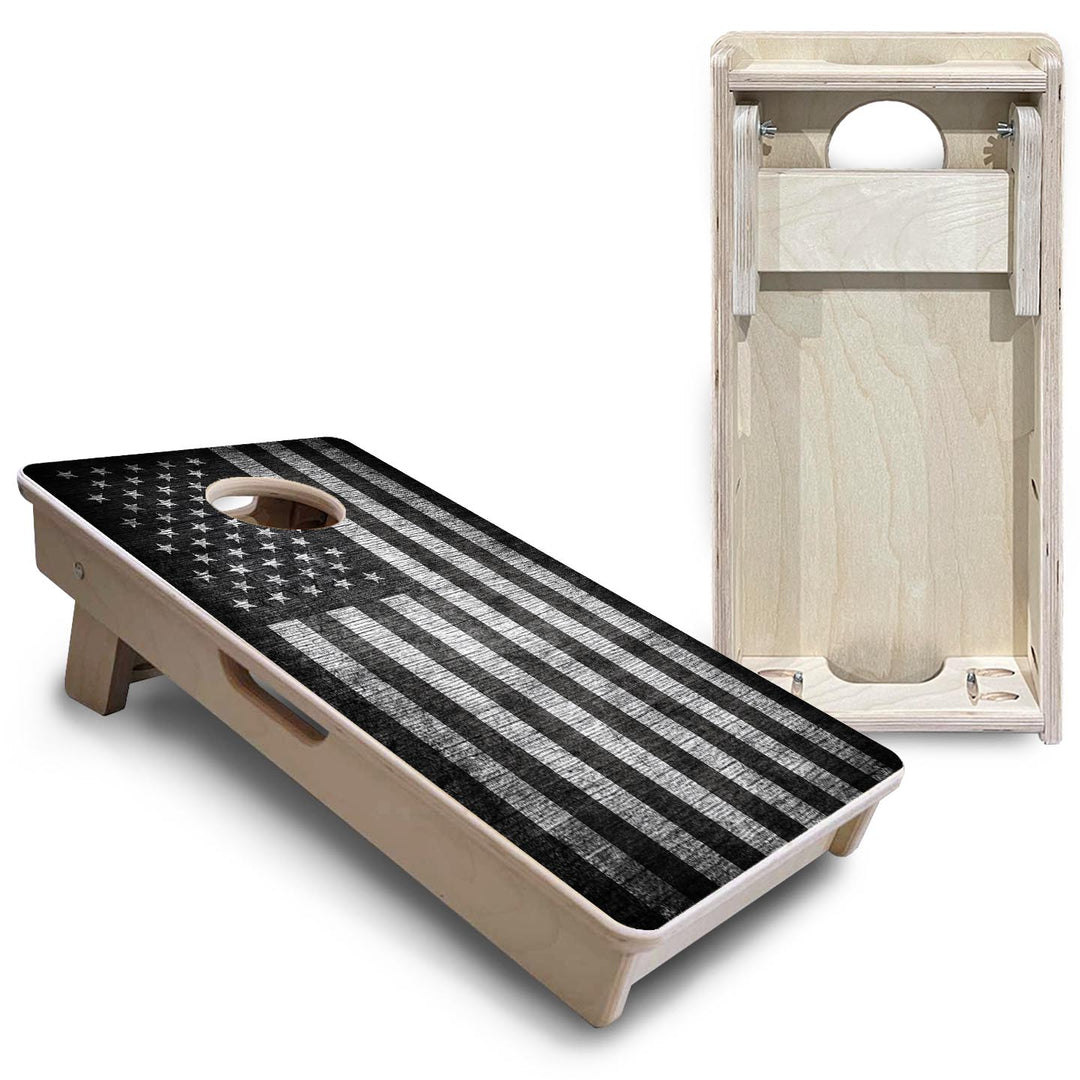 Grey Scale Flag - Mini or Vacation Size Cornhole Boards