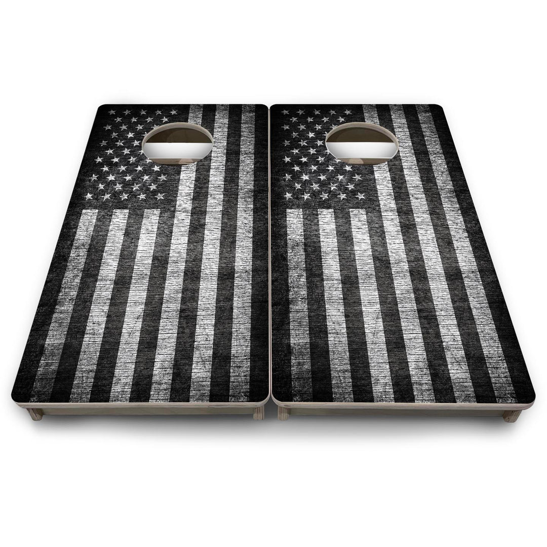 Grey Scale Flag - Mini or Vacation Size Cornhole Boards