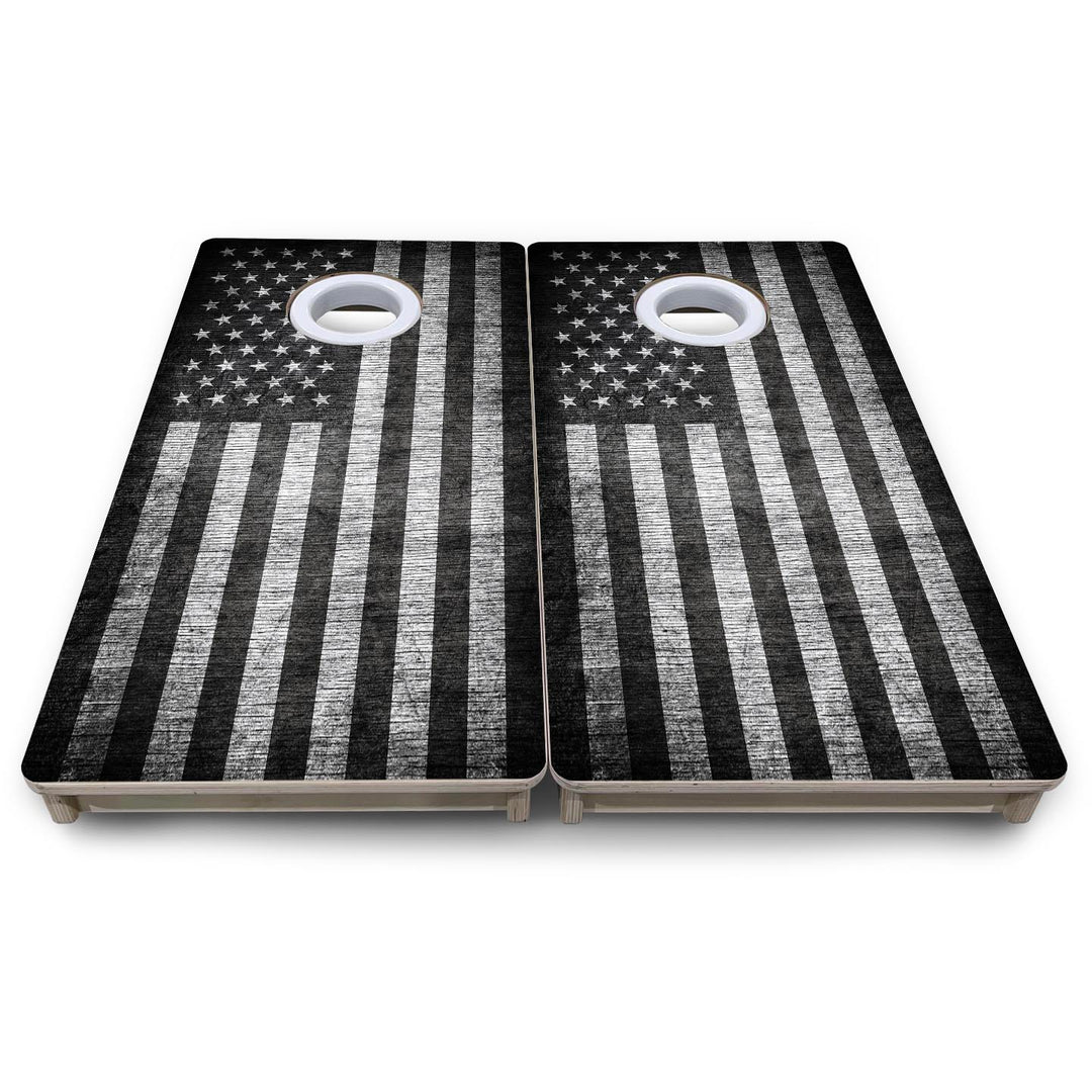Grey Scale Flag - Mini or Vacation Size Cornhole Boards