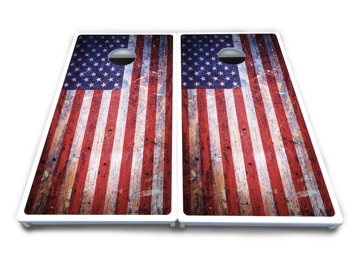 Weathered Flag Cornhole Boards - All Weather Series