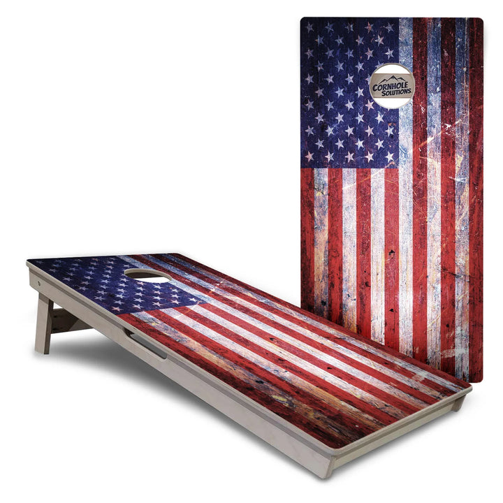 Weathered Flag Cornhole Boards – Tournament Series