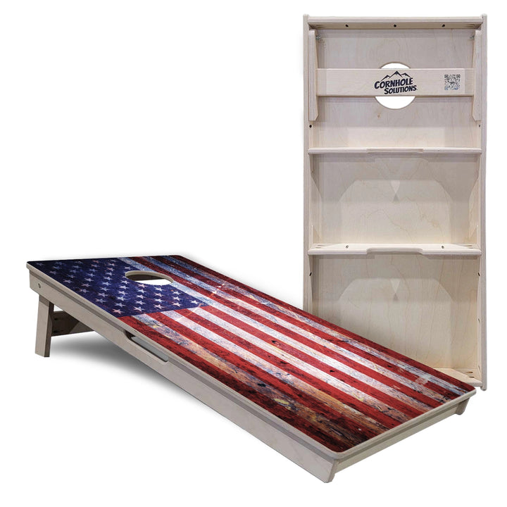 Weathered Flag Cornhole Boards – Tournament Series