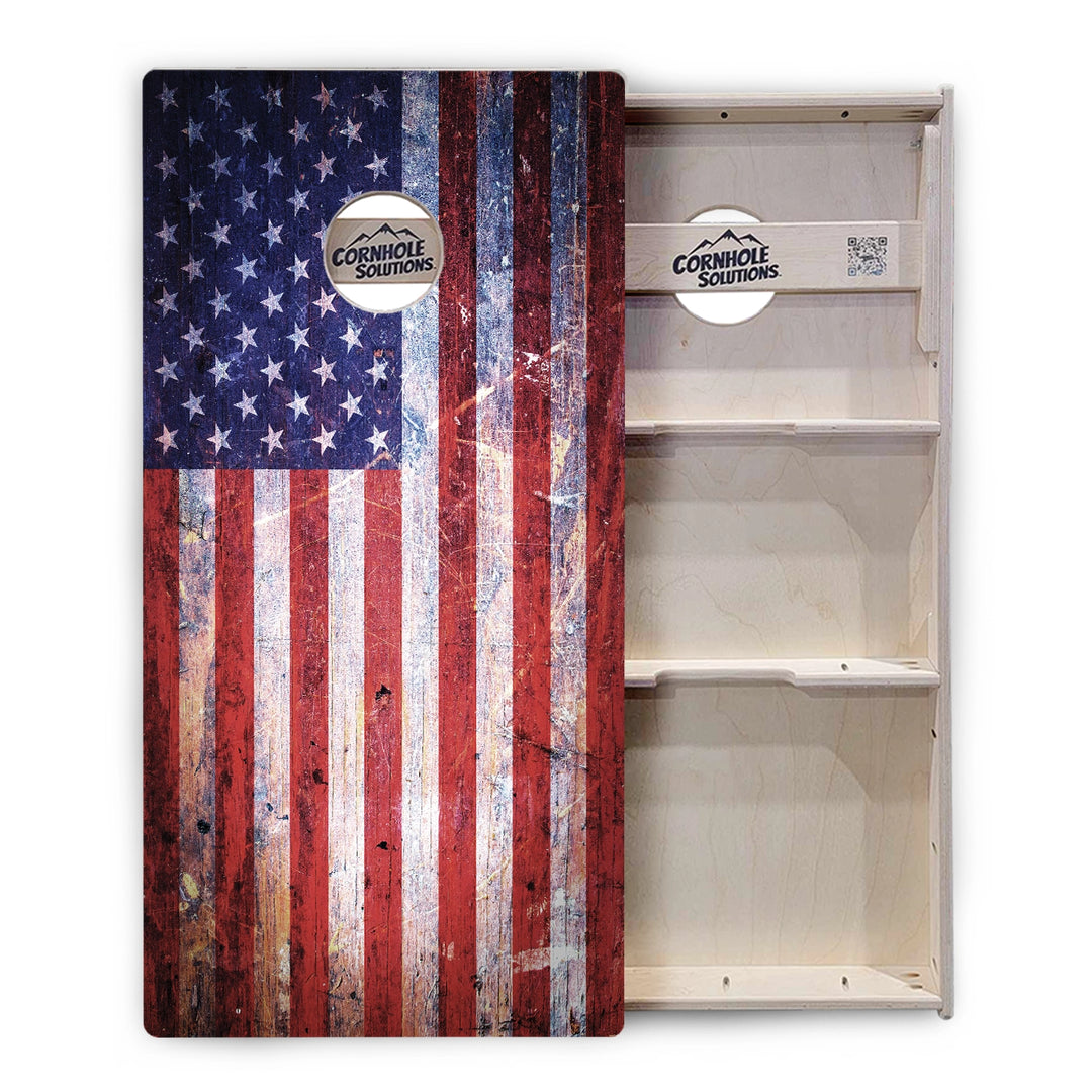 Weathered Flag Cornhole Boards – Tournament Series