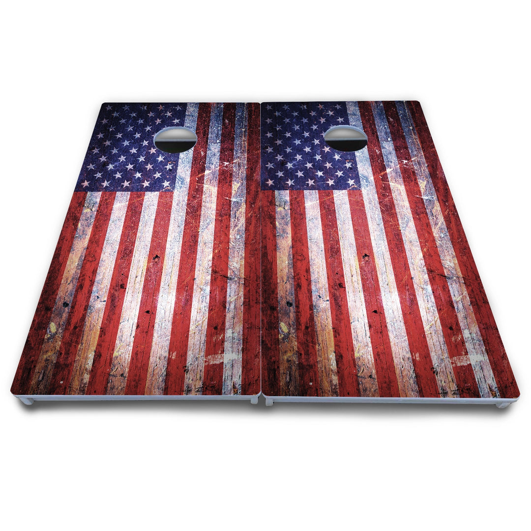 Weathered Flag Cornhole Boards - All Weather Series