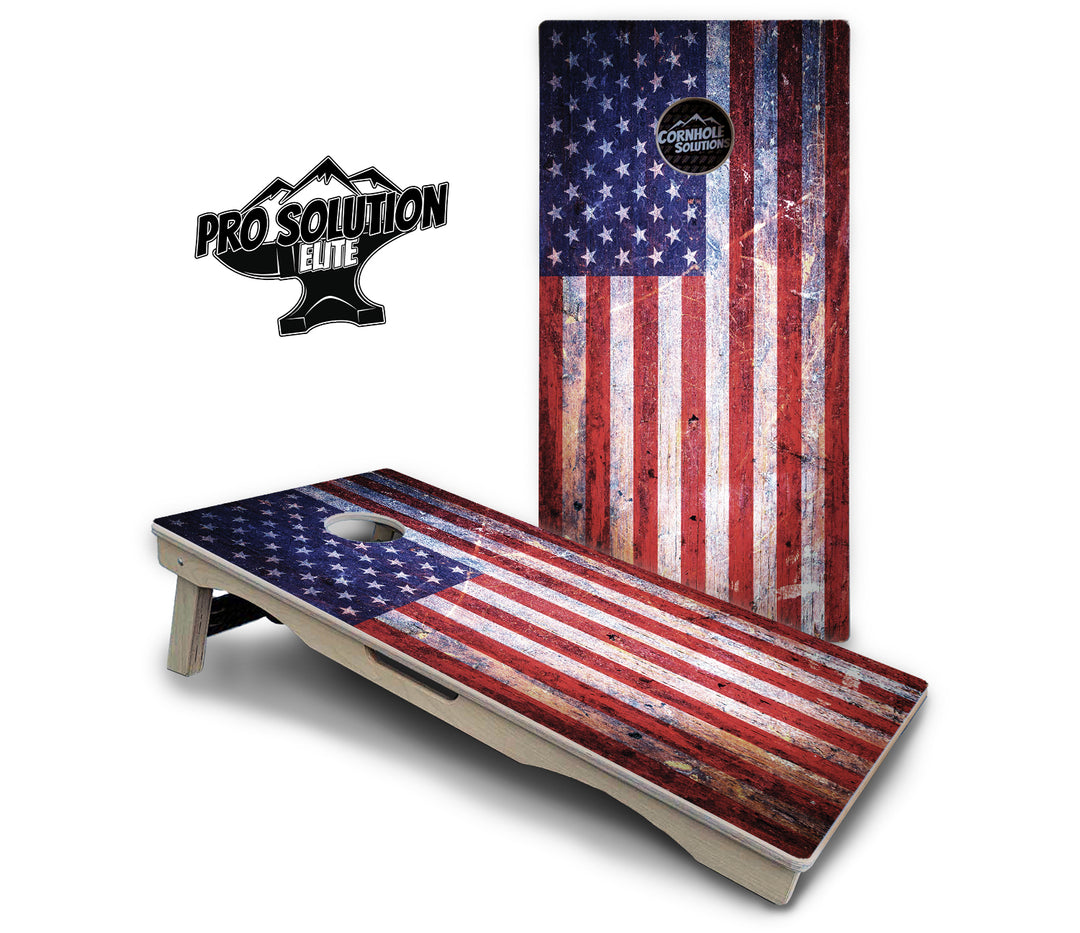 Weathered Flag Cornhole Boards - Pro Solution Elite Series