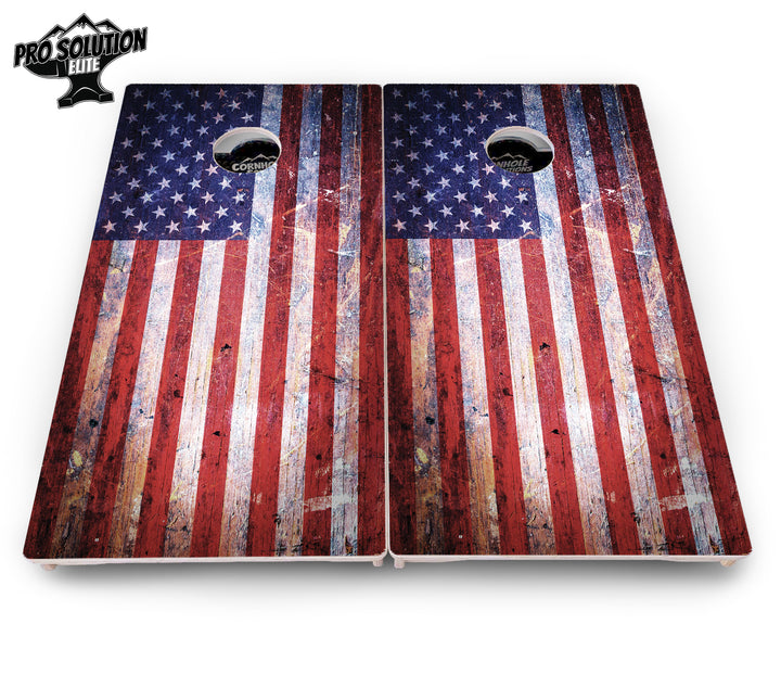 Weathered Flag Cornhole Boards - Pro Solution Elite Series