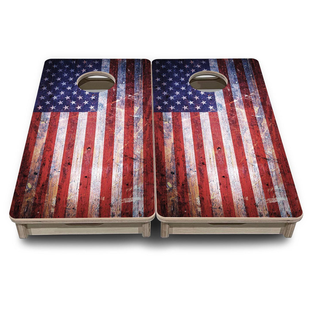 Weathered Flag - Mini or Vacation Size Cornhole Boards