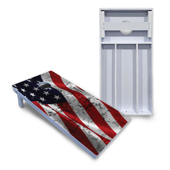 Wavy Distressed Flag Cornhole Boards - All Weather Series