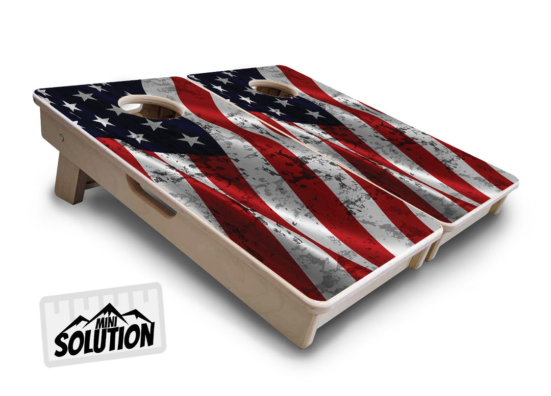 Mini Cornhole Boards - Wavy Distressed Flag