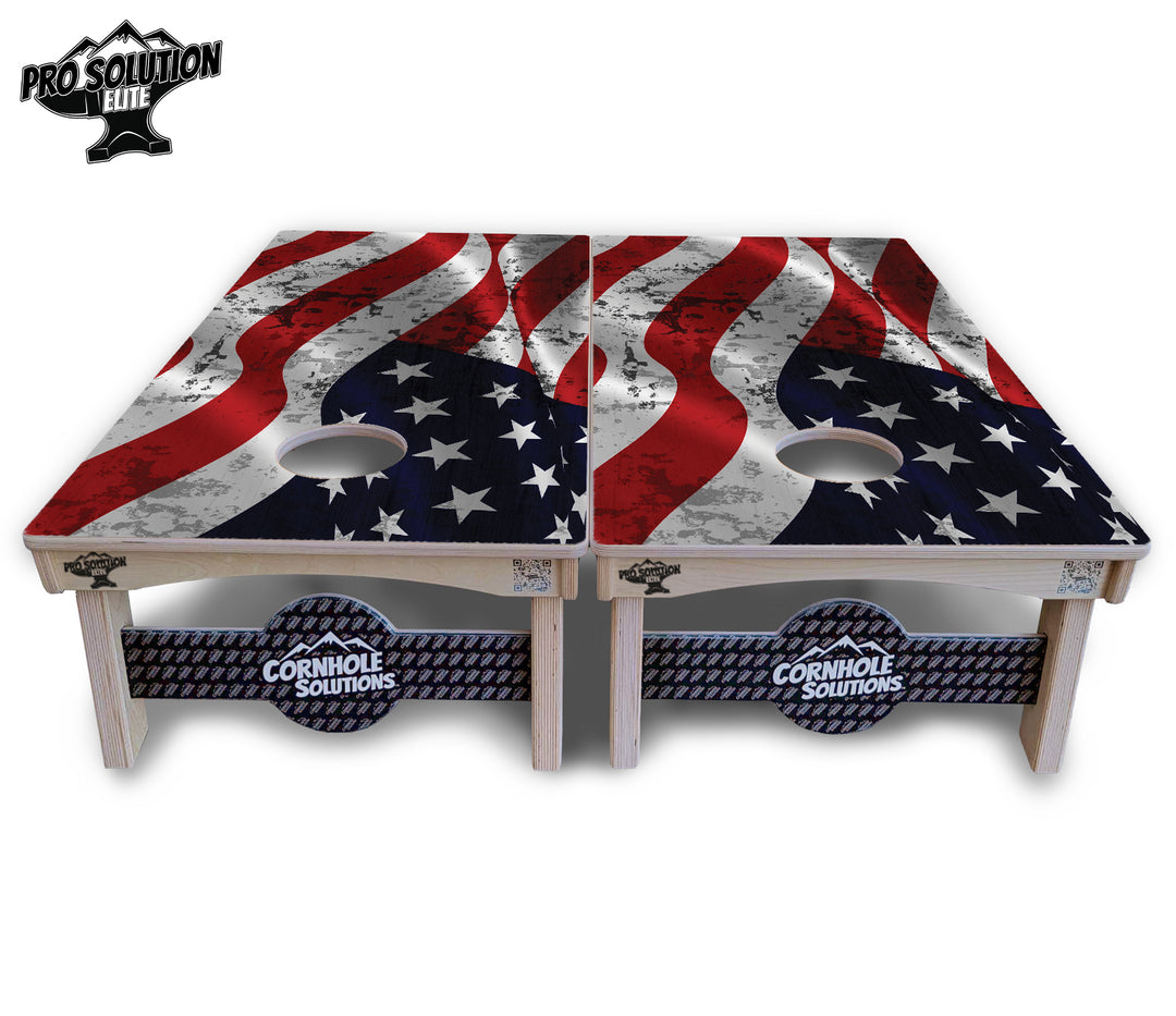 Wavy Distressed Flag Cornhole Boards - Pro Solution Elite Series