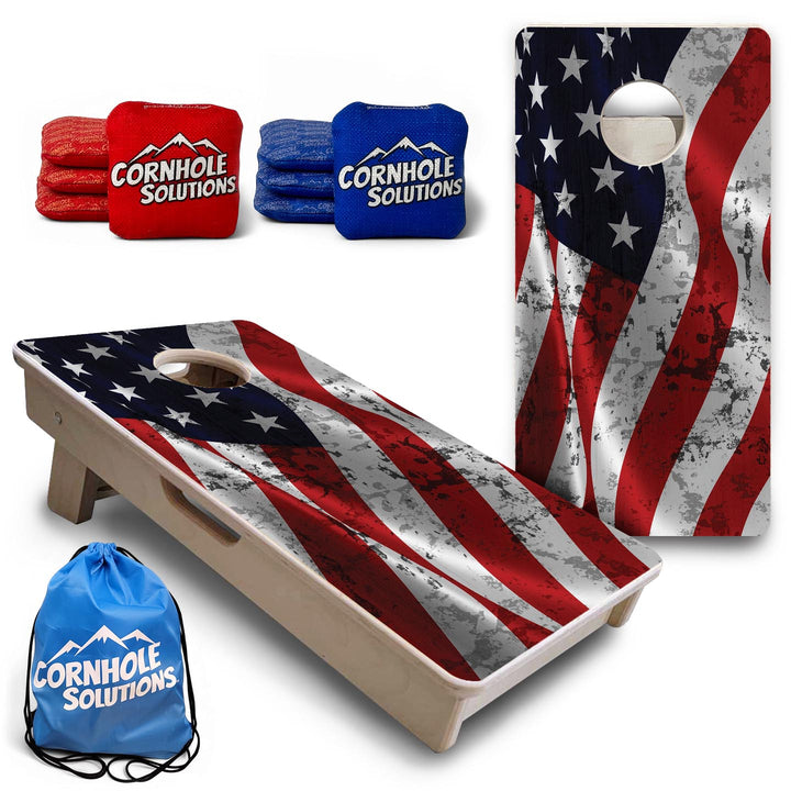 Wavy Distressed Flag - Mini or Vacation Size Cornhole Boards