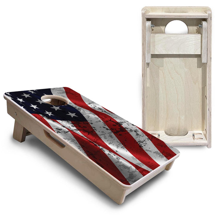 Wavy Distressed Flag - Mini or Vacation Size Cornhole Boards