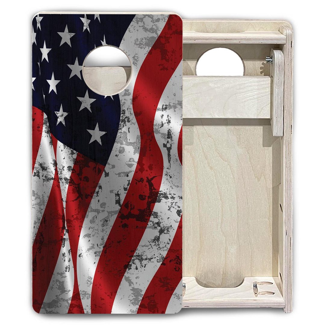 Wavy Distressed Flag - Mini or Vacation Size Cornhole Boards