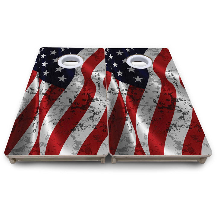 Wavy Distressed Flag - Mini or Vacation Size Cornhole Boards