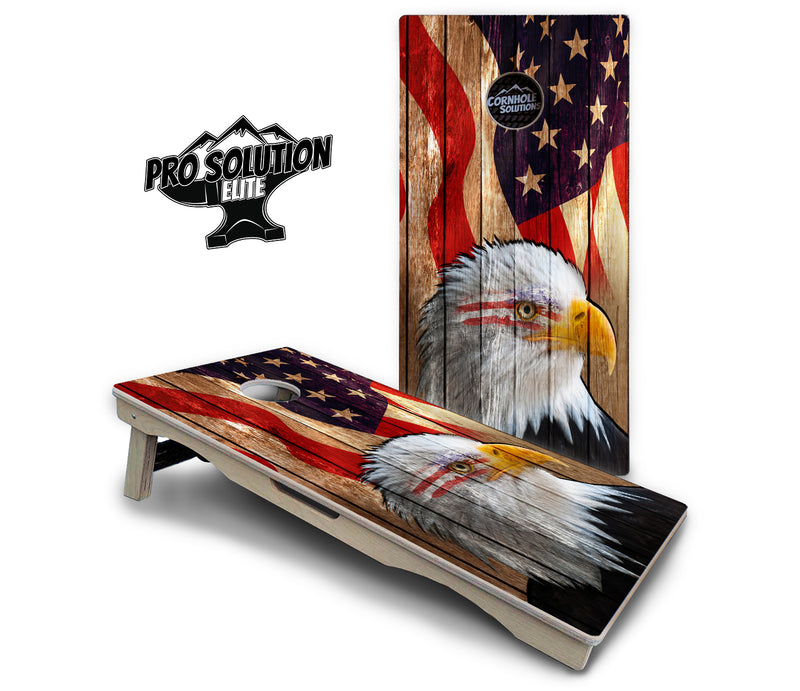 Pro Solution Elite - Wooden Eagle - Professional Tournament Cornhole Boards 3/4" Baltic Birch - Zero Bounce Zero Movement Vertical Interlocking Braces for Extra Weight & Stability +Double Thick Legs +Airmail Blocker