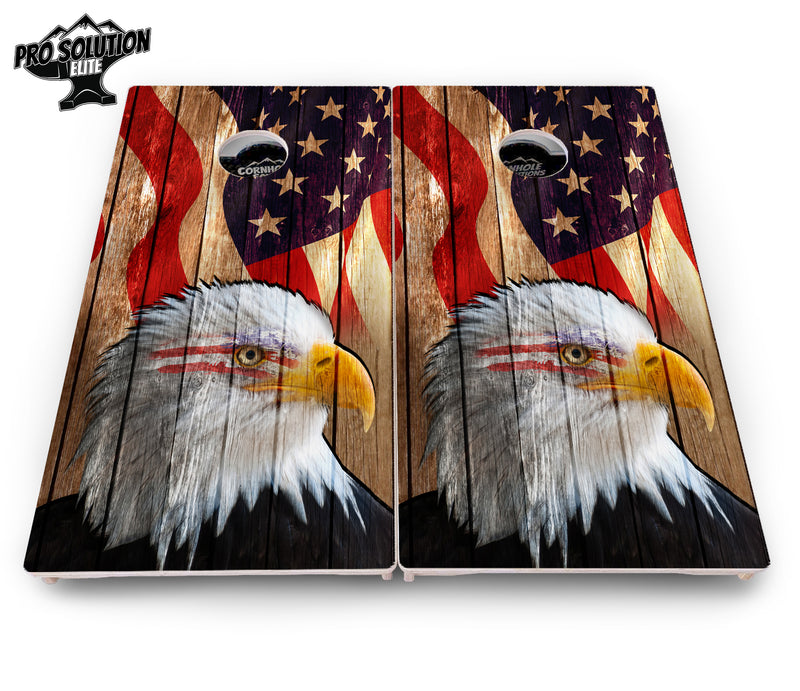 Pro Solution Elite - Wooden Eagle - Professional Tournament Cornhole Boards 3/4" Baltic Birch - Zero Bounce Zero Movement Vertical Interlocking Braces for Extra Weight & Stability +Double Thick Legs +Airmail Blocker