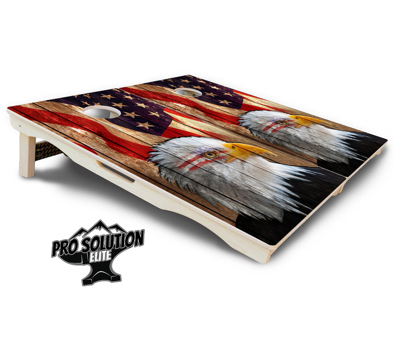 Pro Solution Elite - Wooden Eagle - Professional Tournament Cornhole Boards 3/4" Baltic Birch - Zero Bounce Zero Movement Vertical Interlocking Braces for Extra Weight & Stability +Double Thick Legs +Airmail Blocker