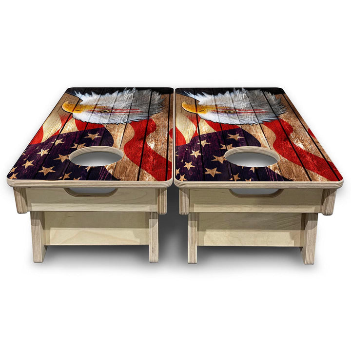 Wooden Eagle Flag - Mini or Vacation Size Cornhole Boards