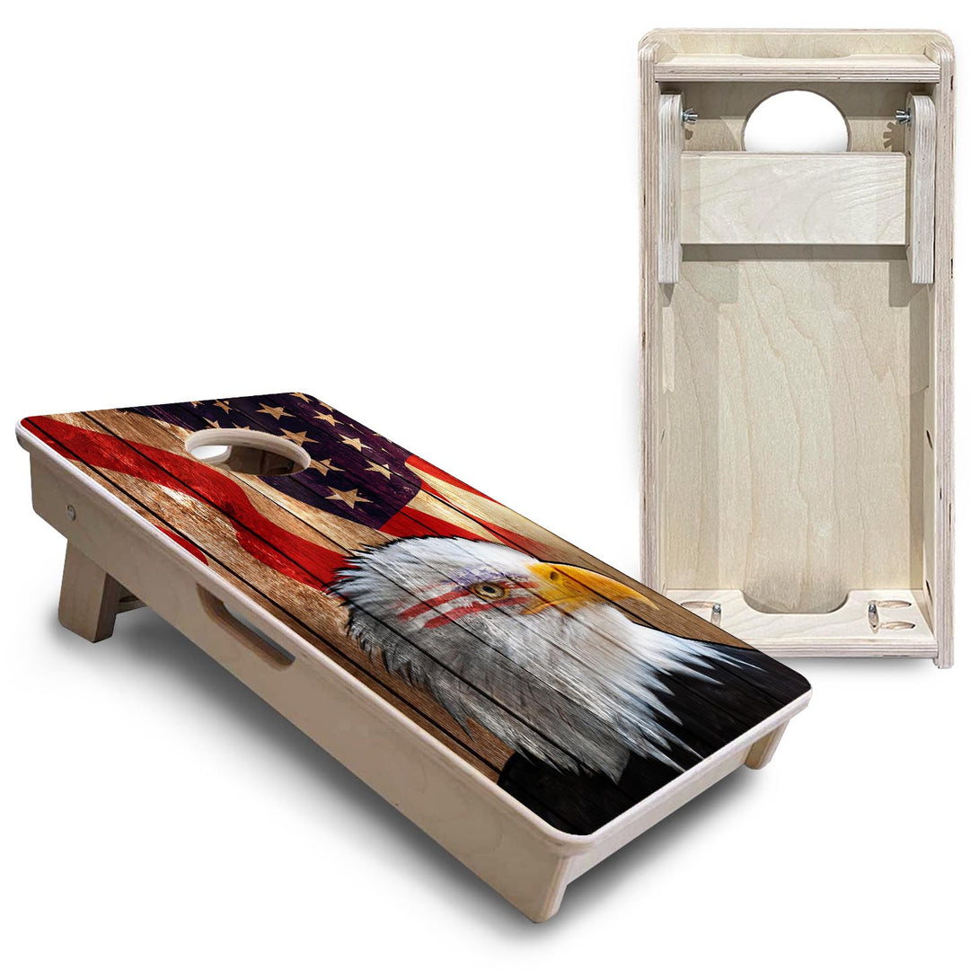 Wooden Eagle Flag - Mini or Vacation Size Cornhole Boards