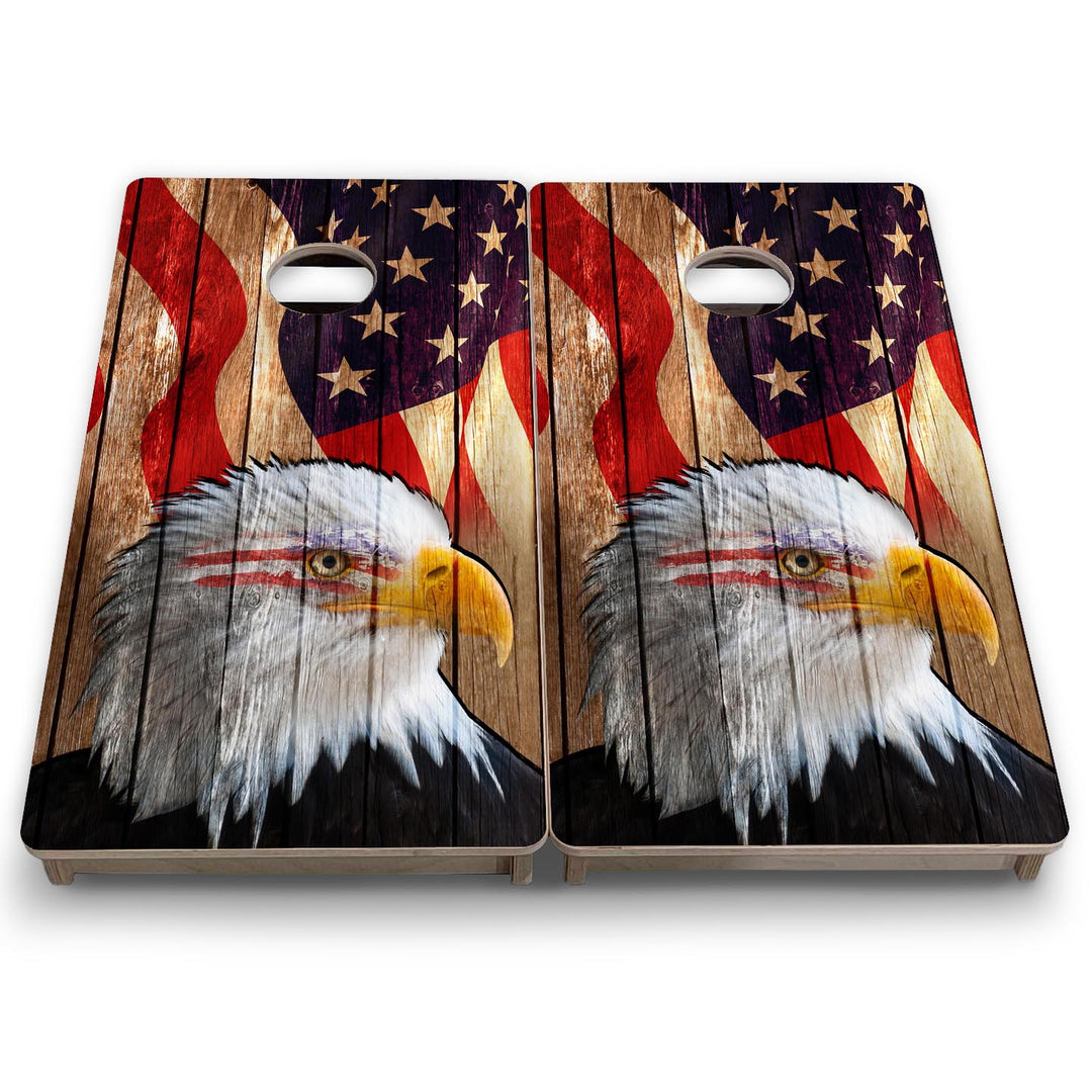 Wooden Eagle Flag - Mini or Vacation Size Cornhole Boards