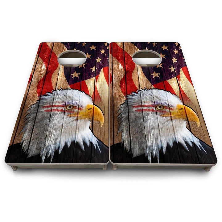 Wooden Eagle Flag - Mini or Vacation Size Cornhole Boards