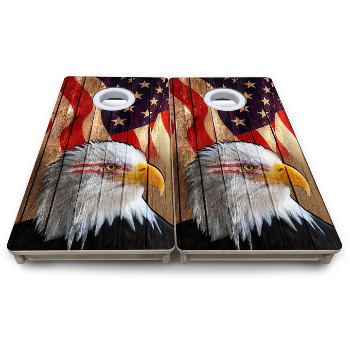 Wooden Eagle Flag - Mini or Vacation Size Cornhole Boards