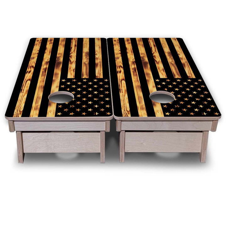 Vacation Cornhole Boards - Burnt Flag