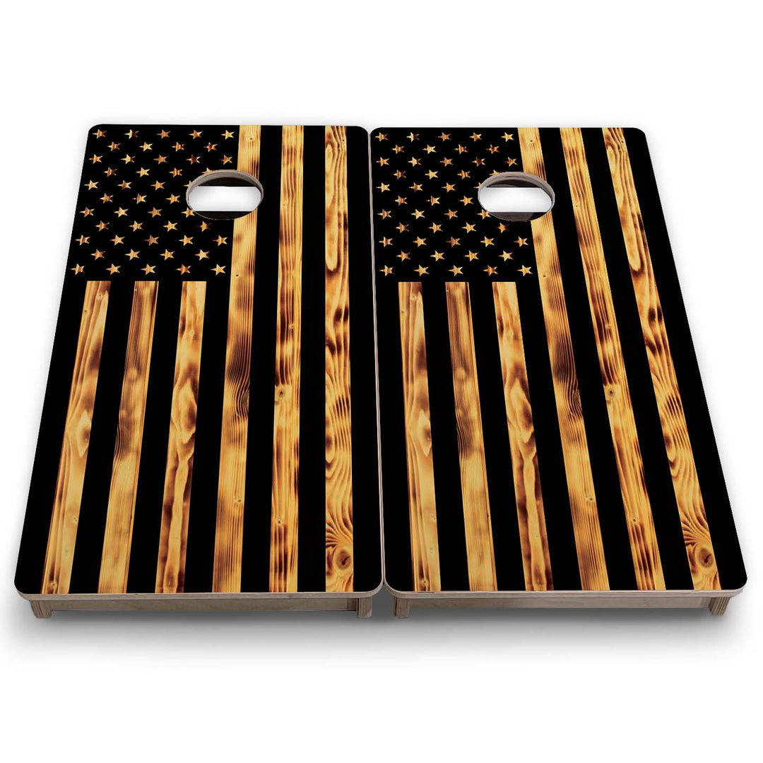 Vacation Cornhole Boards - Burnt Flag