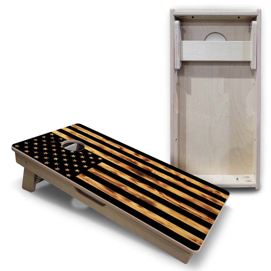 Vacation Cornhole Boards - Burnt Flag