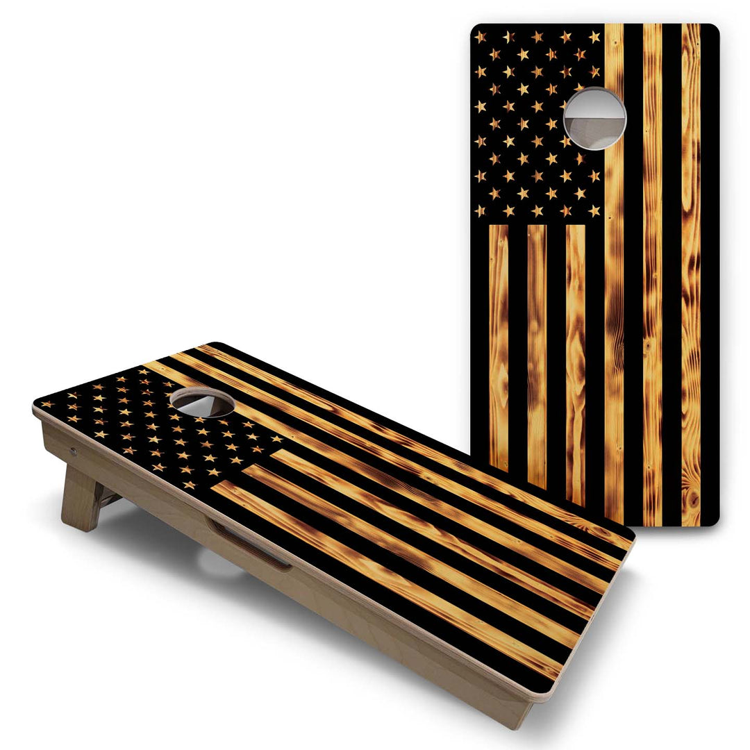 Vacation Cornhole Boards - Burnt Flag