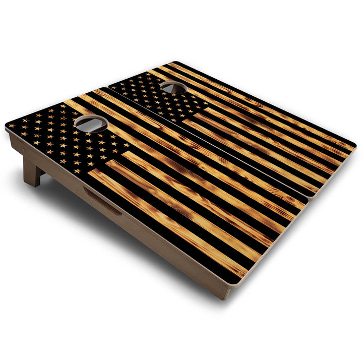 Vacation Cornhole Boards - Burnt Flag
