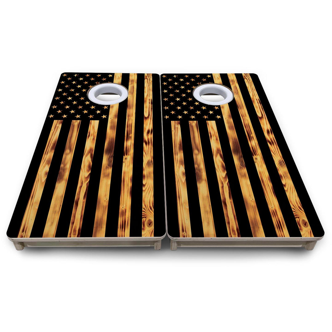 Burnt Flag - Mini or Vacation Size Cornhole Boards