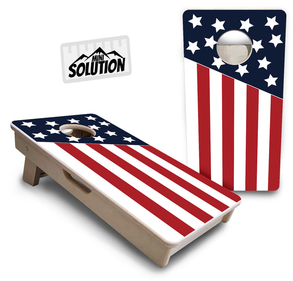 Mini Cornhole 12"x24" Boards - 4" holes - Slanted Flag - 3/4″ Baltic Birch