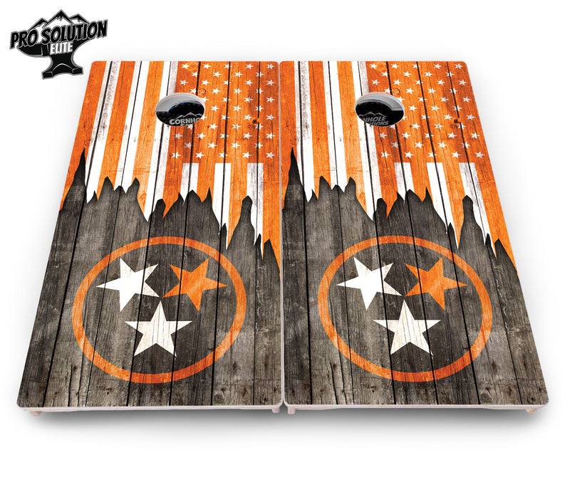 Pro Solution Elite - TN Orange Flag - Professional Tournament Cornhole Boards 3/4" Baltic Birch - Zero Bounce Zero Movement Vertical Interlocking Braces for Extra Weight & Stability +Double Thick Legs +Airmail Blocker