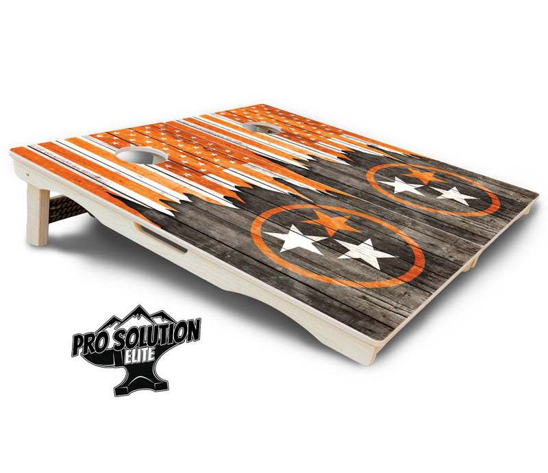 Pro Solution Elite - TN Orange Flag - Professional Tournament Cornhole Boards 3/4" Baltic Birch - Zero Bounce Zero Movement Vertical Interlocking Braces for Extra Weight & Stability +Double Thick Legs +Airmail Blocker