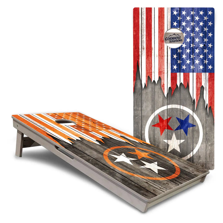 Red White & Blue or Orange TN Tri-Star Cornhole Boards – Tournament Series