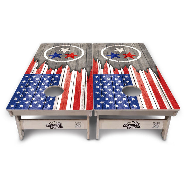 Red White & Blue TN Tri-Star Cornhole Boards – Tournament Series