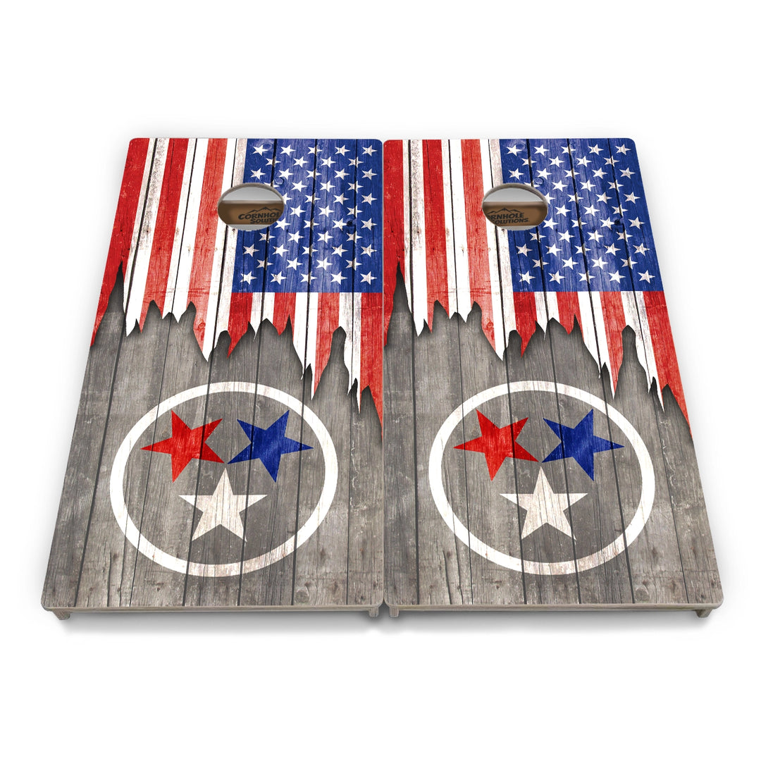 Red White & Blue TN Tri-Star Cornhole Boards – Tournament Series