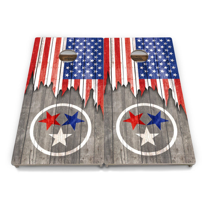 Red White & Blue TN Tri-Star Cornhole Boards – Tournament Series
