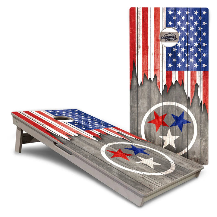 Red White & Blue TN Tri-Star Cornhole Boards – Tournament Series
