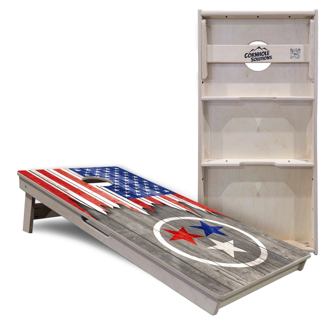 Red White & Blue TN Tri-Star Cornhole Boards – Tournament Series