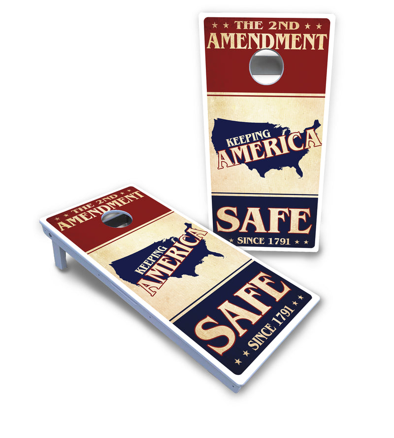 Waterproof - 2nd Amendment Flyer - All Weather Boards "Outdoor Solution" 18mm(3/4")Direct UV Printed - Regulation 2' by 4' Cornhole Boards (Set of 2 Boards) Double Thick Legs, with Leg Brace & Dual Support Braces!