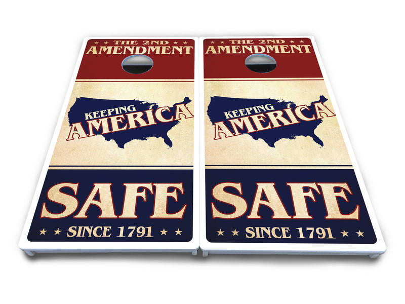 Waterproof - 2nd Amendment Flyer - All Weather Boards "Outdoor Solution" 18mm(3/4")Direct UV Printed - Regulation 2' by 4' Cornhole Boards (Set of 2 Boards) Double Thick Legs, with Leg Brace & Dual Support Braces!