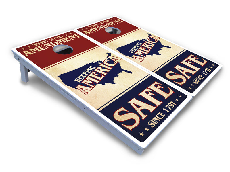 Waterproof - 2nd Amendment Flyer - All Weather Boards "Outdoor Solution" 18mm(3/4")Direct UV Printed - Regulation 2' by 4' Cornhole Boards (Set of 2 Boards) Double Thick Legs, with Leg Brace & Dual Support Braces!