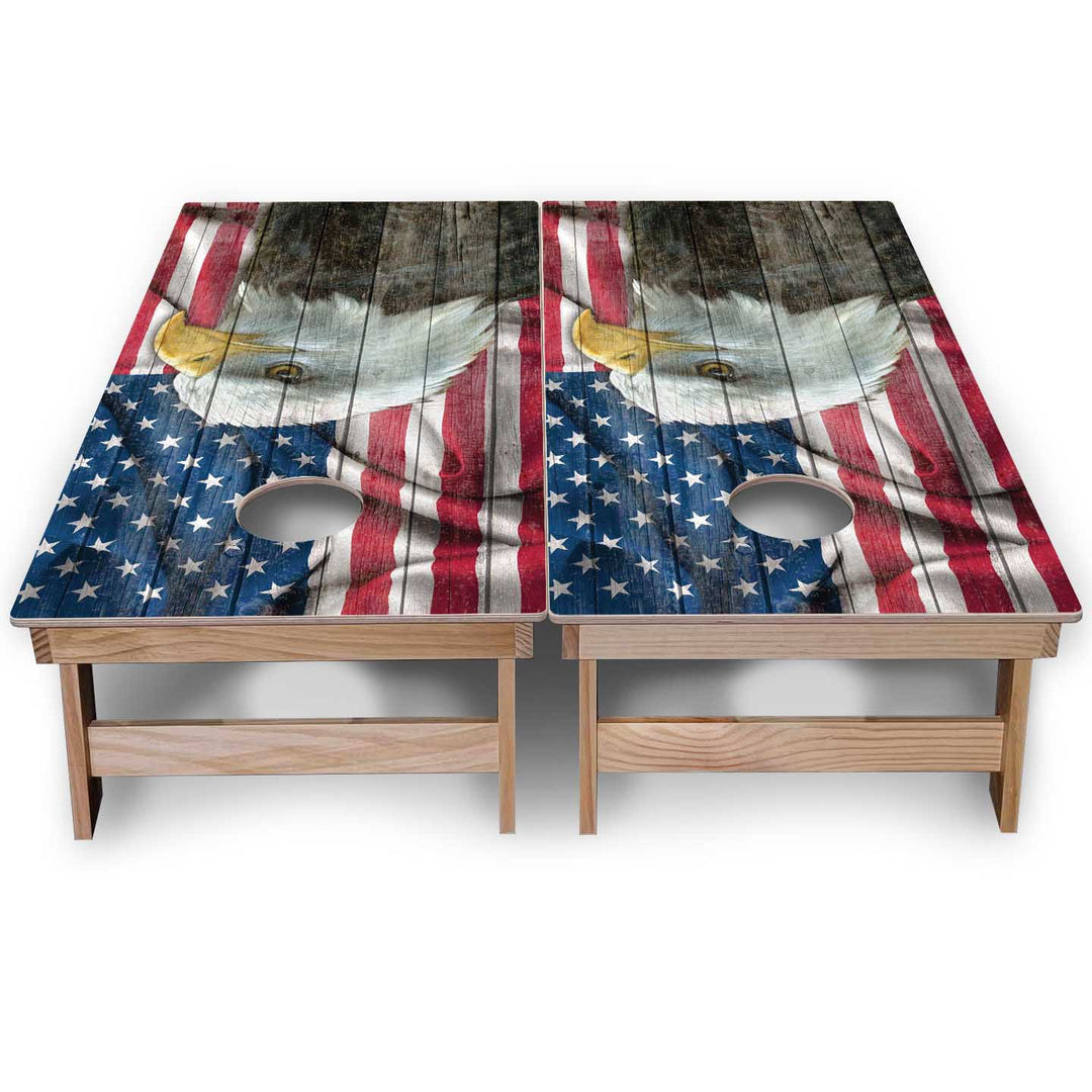 Eagle Flag Cornhole Boards - Backyard Series