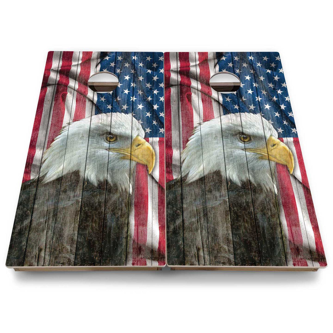 Eagle Flag Cornhole Boards - Backyard Series