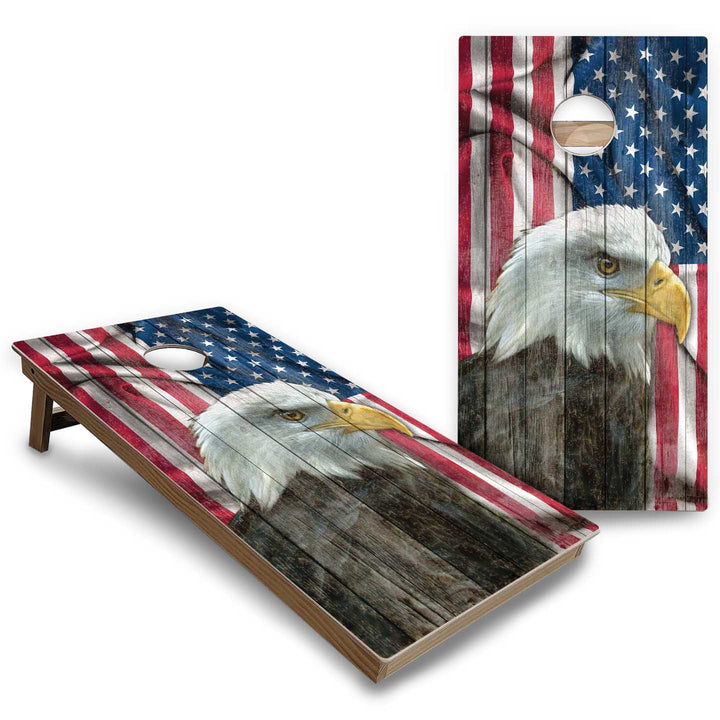 Eagle Flag Cornhole Boards - Backyard Series