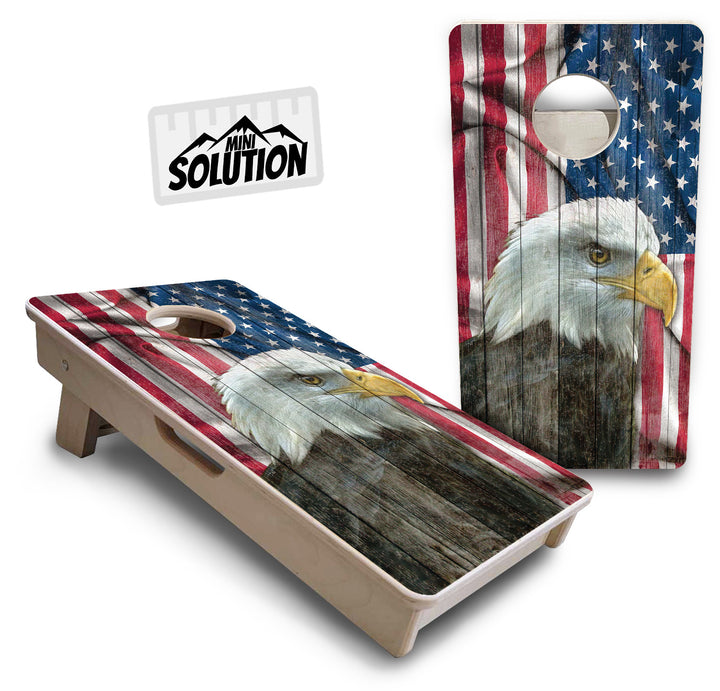 Mini Cornhole Boards - Faded Eagle Flag