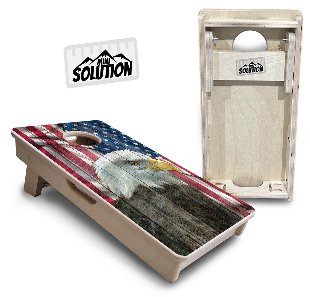 Mini Cornhole Boards - Faded Eagle Flag